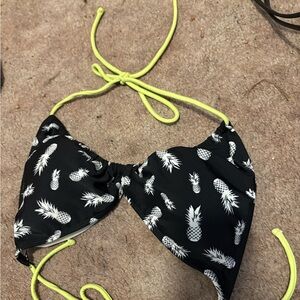Pineapple Print Black Bikini Top